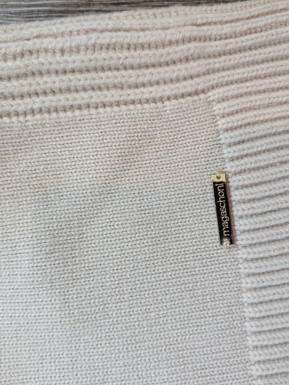 Magaschoni Cream Collared Wool Sweater Medium V Neck Old Money Johnny Collar - Picture 4 of 8